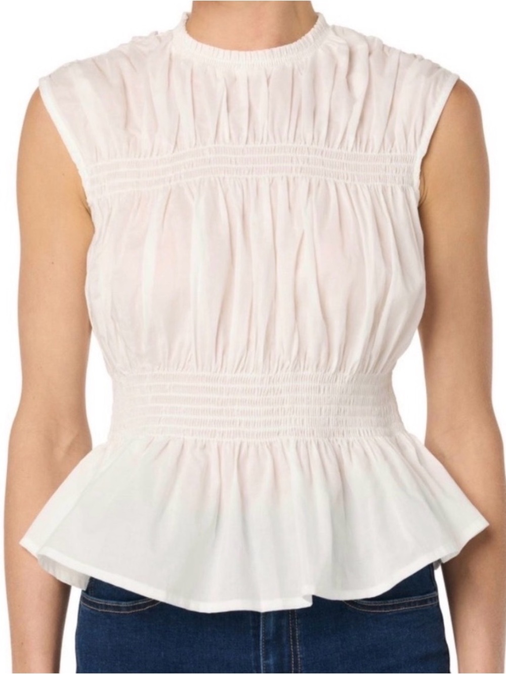 Joe's Jeans Sleeveless Voile
Smocked Peplum Top M white NWT
